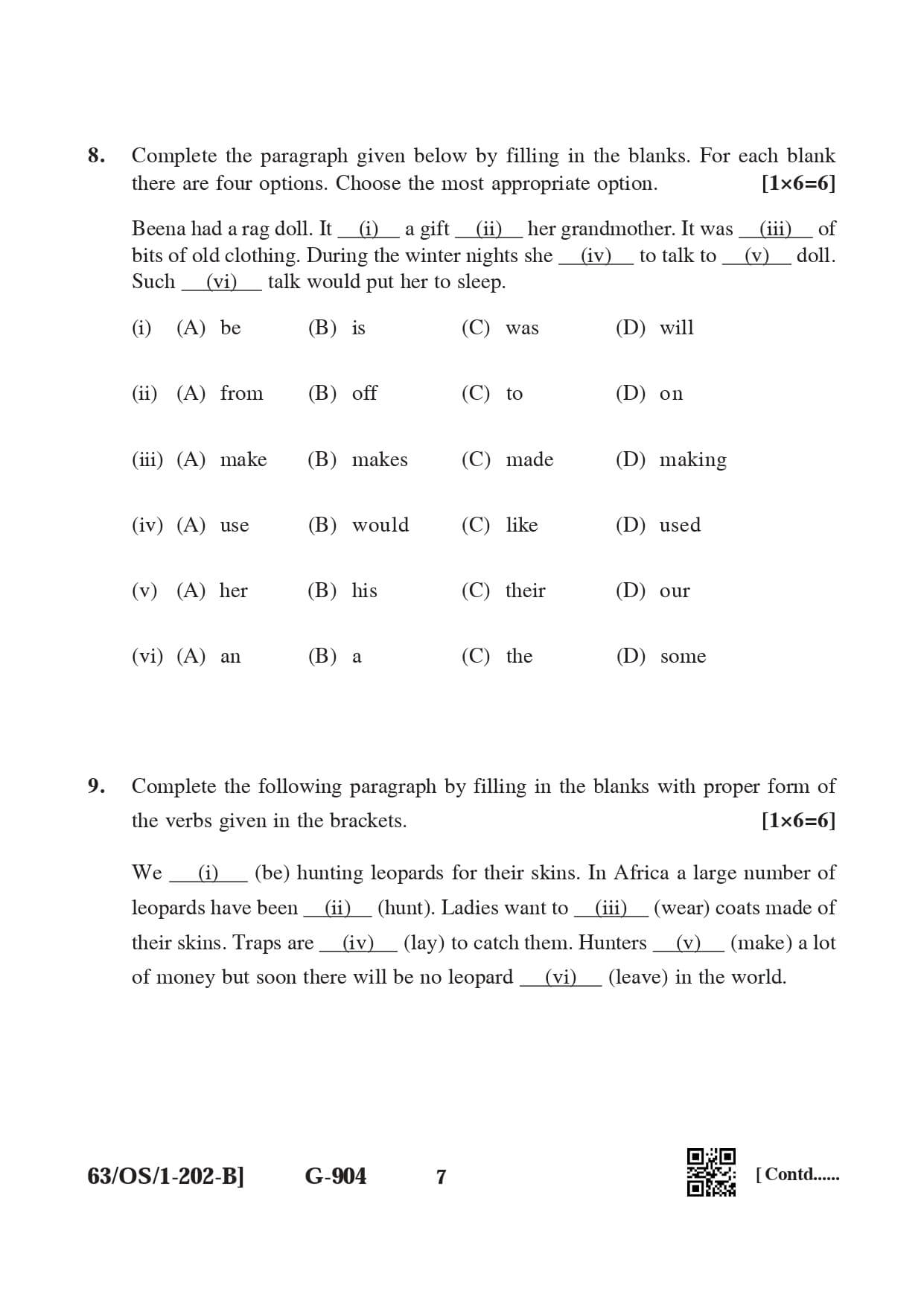 NIOS 2022 English Question Paper for Class 10 — page 7
